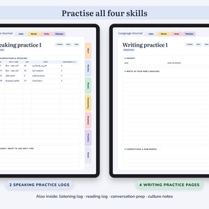 Printbaar taalleerdagboek, woordenlijst, werkwoordvervoeging, studieplanner, grammaticanotities, digitaal afbeelding 7