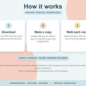 Foglio di calcolo per l'inventario domestico su Google Sheets, registro assicurativo, organizzatore per il trasloco, monitoraggio delle garanzie, elenco degli oggetti domestici immagine 9