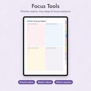 ADHD Planner Printable and Digital, Undated Brain Dump Pages, Focus Routine, Letter A4 Bild 5