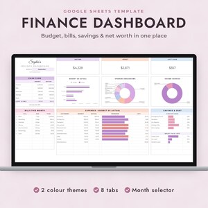 Annual Budget Spreadsheet Google Sheets, Finance Dashboard, Monthly Budget Planner, Bill Calendar, Sinking Funds, Net Worth Tracker image 1