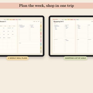 Digital Recipe Book, Hyperlinked Cookbook Template with 84 Cards, Meal Planner and Grocery List image 5