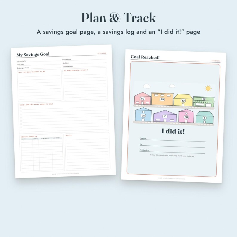 Savings Challenge Printable, Build a Town Color In Tracker, 500 to 10000, Letter A4 image 7