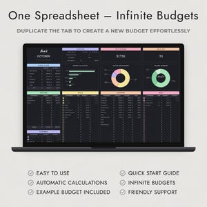 Dark Mode Budget Spreadsheet Google Sheets, Pastel Paycheck and Monthly Planner, Savings Debt Goals image 8