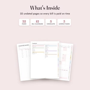 Bill Tracker Printable, Monthly Payment Calendar, Annual Checklist, Autopay Log, Due Dates, Letter A4 image 2