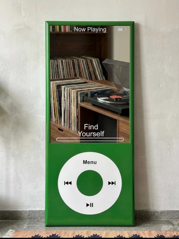 Retro iPod Inspired Mirror – Y2K Wall Decor, Music Player Statement Piece