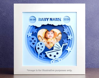 Baby Photo Frame Stats Shadow Box #1 SVG Files for Cricut