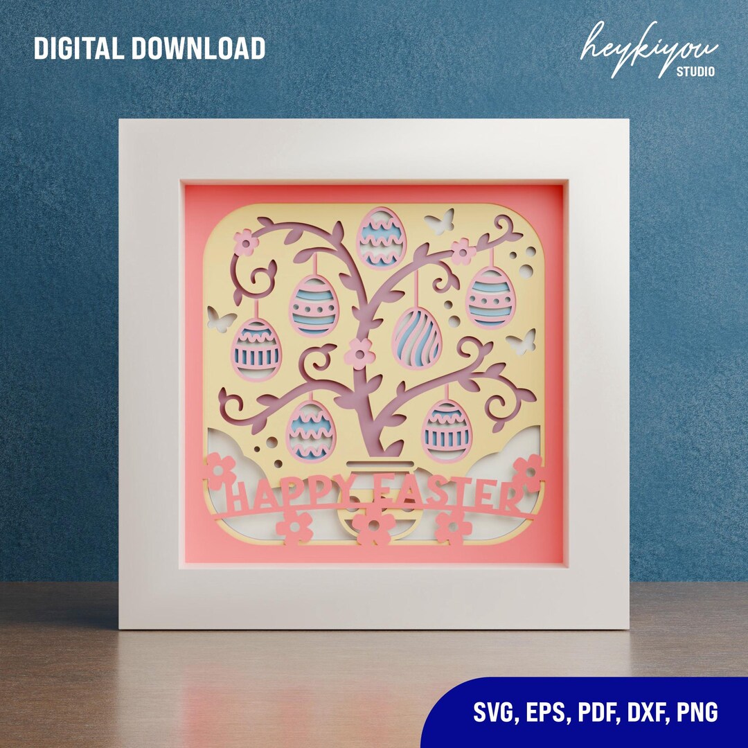 Easter Egg Bunny #3 Shadow Box Template SVG Files for Cricut - Etsy