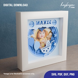 Baby Photo Frame Stats Shadow Box #1 SVG Files for Cricut