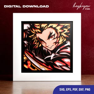 Ghost Hunter Anime Shadow Box Template: Multi-Layered SVG, PDF, PNG Files