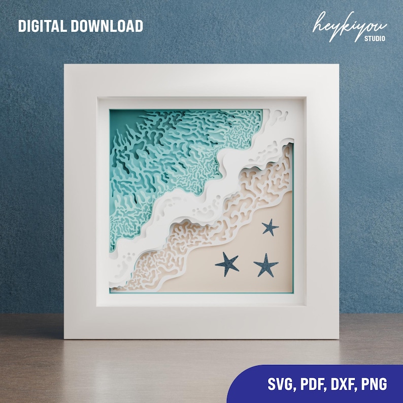 Beach Wave Seashore Shadow Box SVG Files for Cricut - Etsy