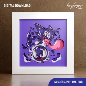 Anime Pet Monster Shadow Box Template for Cricut & Glowforge |Svg, Pdf, Eps, Dxf, Png Files | Perfect for Crafting DIY Projects