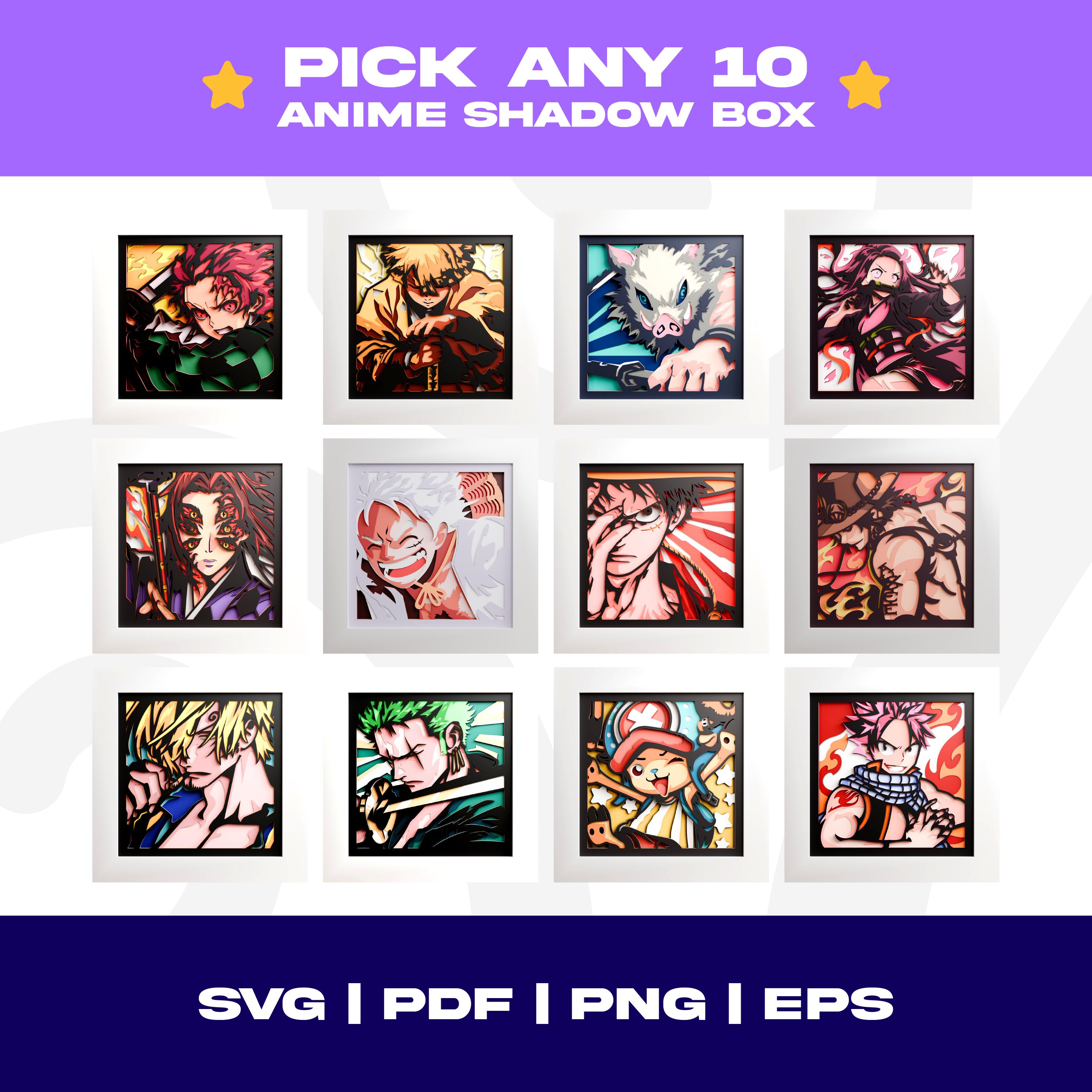 Shutterbox Anime Anime Shadow Box Template Bundle – Pick Any 10 Designs From My Shop - Etsy
