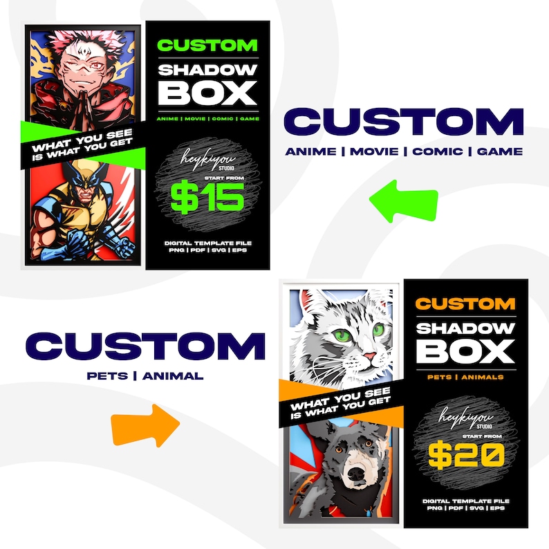 Anime Shadow Box Template SVG Files for Cricut - Etsy