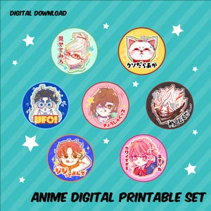Op de afbeelding: Een set van 8 digitale, printbare anime-personage stickers. De stickers tonen verschillende personages met verschillende uitdrukkingen en tekst in het Japans. De stickers zijn perfect om een ​​anime-touch toe te voegen aan je planner, laptop, waterfles of andere items.