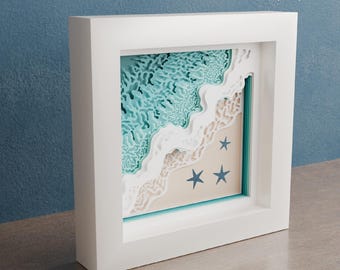 Beach Wave Seashore Shadow Box SVG Files for Cricut
