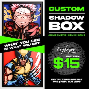 Niestandardowy zestaw cieni postaci z anime w formacie SVG, 3D wycinany zestaw lightbox (pobieranie cyfrowe)