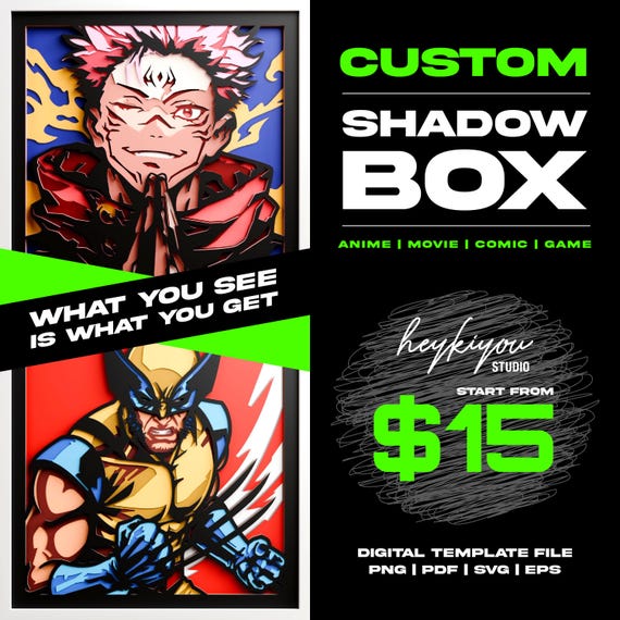 Custom Anime Character Shadow Box SVG, 3D Papercut Lightbox (Digital Download)