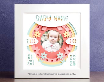 Baby Photo Frame Stats Shadow Box #3 SVG Files for Cricut