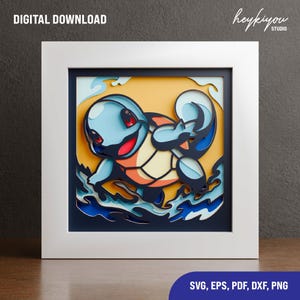 Anime Pet Monster Shadow Box Template SVG Files for Cricut