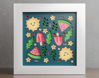 Boho Summer Shadow Box Template: Cricut, Glowforge, Cameo (Digital Download)