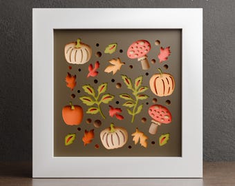 Fall Boho Shadow Box Template: 3D Papercraft SVG (Digital Download