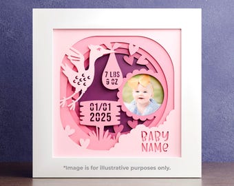 Baby Photo Frame Stats Shadow Box #2 SVG Files for Cricut