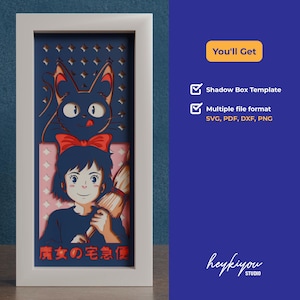 Anime Delivery Girl Shadow Box Template SVG Files for Cricut - Etsy