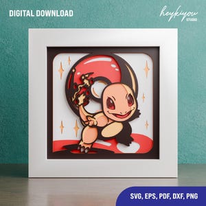 Anime Pet Monster Shadow Box Template SVG Files for Cricut