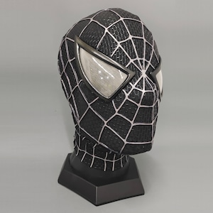 Spider Man Mask, Black Toby Mask, Cosplay Mask, Halloween Gift, Wearable Mask, With Face Shell and Lens, Gift For Him