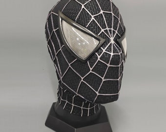 Spider Man Mask, Black Toby Mask, Cosplay Mask, Halloween Gift, Wearable Mask, With Face Shell and Lens, Gift For Him