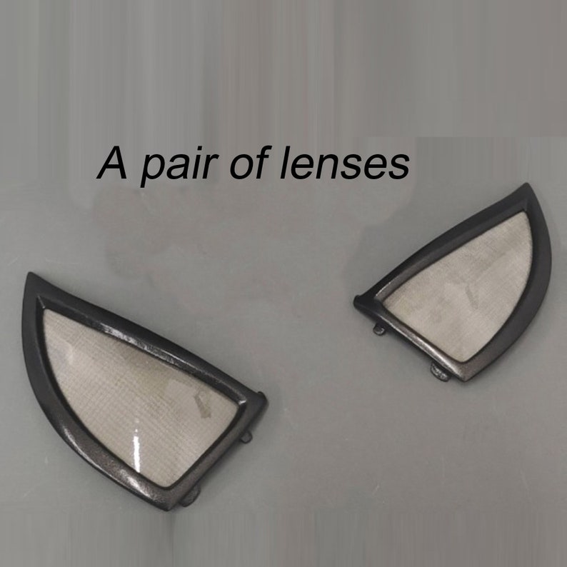 Puede incluir: Un par de lentes de pl&aacute;stico negro con una malla blanca. Las lentes tienen forma de ojo de ara&ntilde;a.