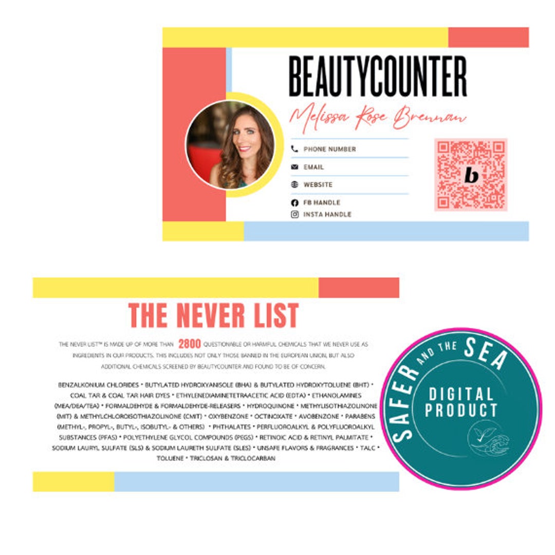 Beautycounter Business Cards With Never List - Etsy