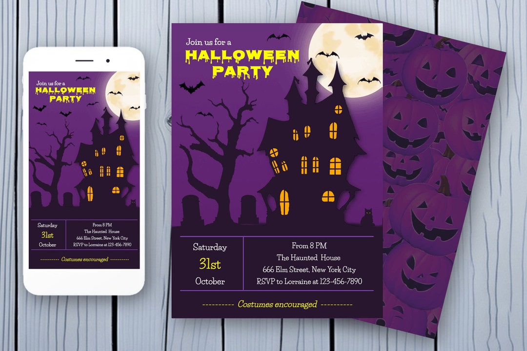 Editable Halloween Party Invitation Template Printable Party Etsy