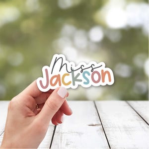 Personalized Teacher Sticker | Custom Teacher Name Decal | Personalized Laptop Sticker | Water Bottle Name Sticker | Rainbow Name Sticker