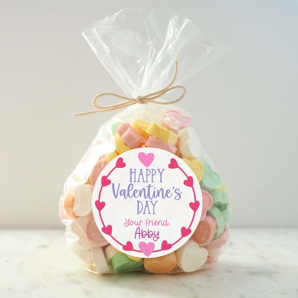 Personalized Valentine Gift Labels | Custom Happy Valentine's Day Stickers | Kids Valentine Treat Bag Stickers | School Valentine Stickers