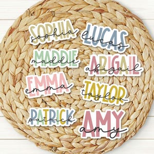 Custom Double Name Sticker | Personalized Preppy Name Sticker | Personalized Laptop Sticker | Water Bottle Name Sticker | Name Decal