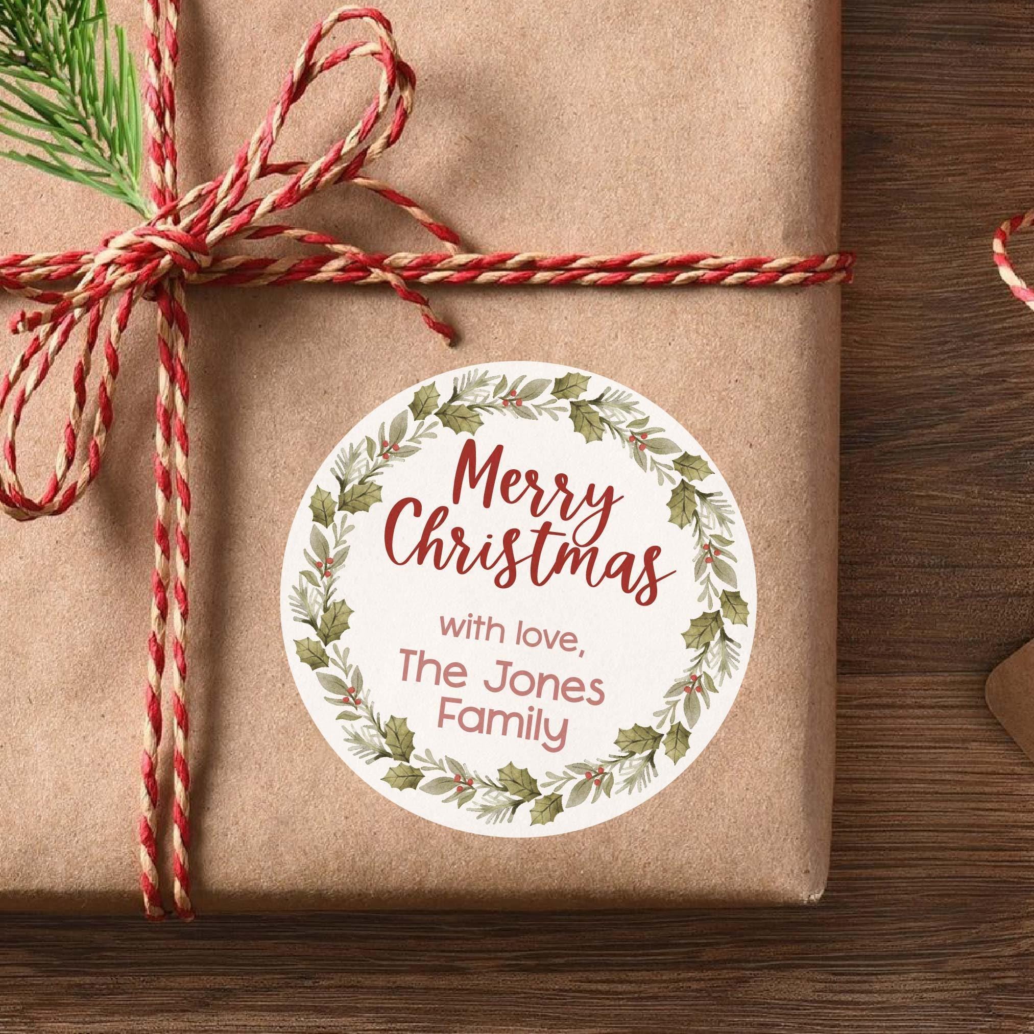 Personalized Christmas Wreath Gift Labels | Custom Name Christmas Stickers | Christmas Present Stickers | Christmas Gift Tag Stickers