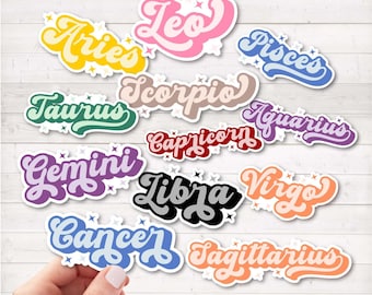 Zodiac Sign Vinyl Sticker | Retro Astrology Sticker | Zodiac Sticker for Laptop | Aesthetic Sticker | Astrology Sticker for Water Bottle