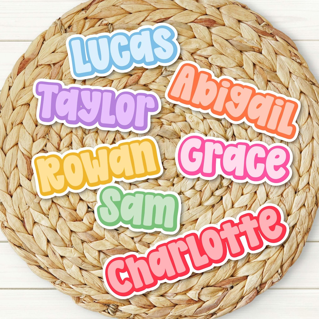 First Name Stickers Retro Custom Name Personalized Sticker | Kids Custom Name Sticker ...