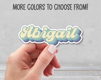 Retro Name Sticker | Vintage Color Custom Name Sticker| Personalized Laptop Sticker | Water Bottle Name Sticker | Groovy Name Sticker