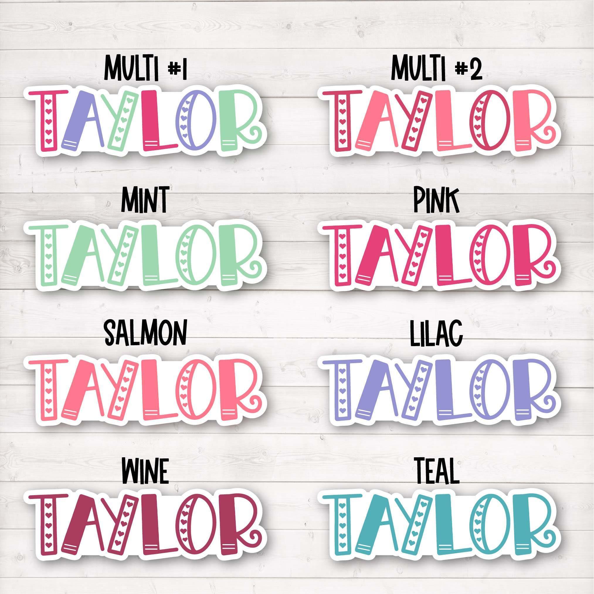 Personalized Heart Name Sticker | Hearts Custom Name Sticker ...