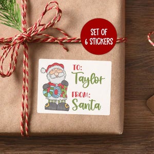 Personalized Christmas Gift Labels | Custom Name Christmas Stickers | Christmas Present Stickers | Santa Gift Tag Stickers for Kids