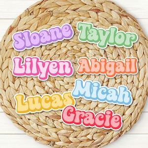 Retro Custom Name Personalized Sticker | Kids Custom Name Sticker | Colorful Personalized Laptop Sticker | Water Bottle Name Sticker