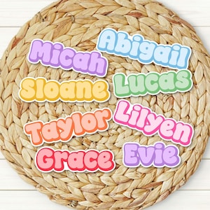 Retro Custom Name Personalized Sticker | Kids Custom Name Sticker | Colorful Personalized Laptop Sticker | Water Bottle Name Sticker