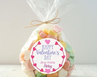 Personalized Valentine Gift Labels | Custom Happy Valentine's Day Stickers | Kids Valentine Treat Bag Stickers | School Valentine Stickers
