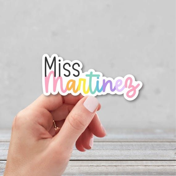 Personalized Teacher Sticker | Custom Teacher Name Decal | Personalized Laptop Sticker | Water Bottle Name Sticker | Rainbow Name Sticker