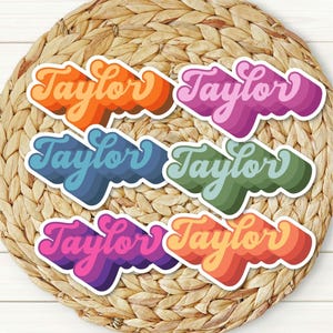 Custom Retro Name Sticker | Vintage Personalized Name Sticker| Personalized Laptop Sticker | Water Bottle Name Sticker | Groovy Name Sticker