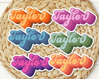 Custom Retro Name Sticker | Vintage Personalized Name Sticker| Personalized Laptop Sticker | Water Bottle Name Sticker | Groovy Name Sticker