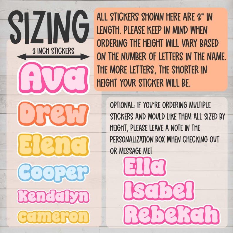 Personalized Trendy Name Sticker | Shadow Block Name Sticker ...