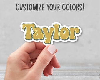 Custom Retro Name Sticker | Vintage Personalized Name Sticker| Personalized Laptop Sticker | Water Bottle Name Sticker | Groovy Name Sticker